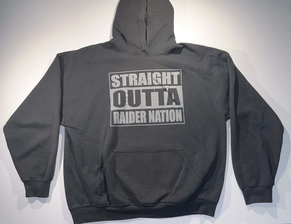 Gildan DryBlend Straight Outta Raider Nation Black Hoodie XL